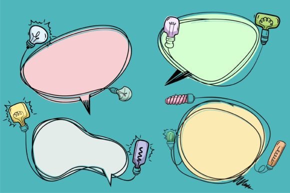 Download Colorful Light Bulb. Comic Speech Bubble - Bubble Collection