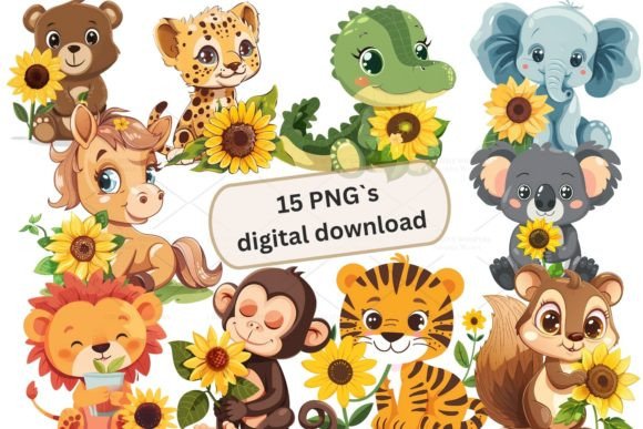 Download Cute Animal Clipart Sticker, PNG 4S-17 - Premium Bundle
