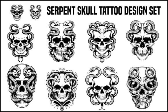 Download Serpent Skull Tattoo Design Set - Serpent Collection