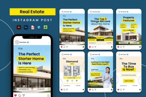 Download Blue Sky Real Estate Social Media Post - Social Collection
