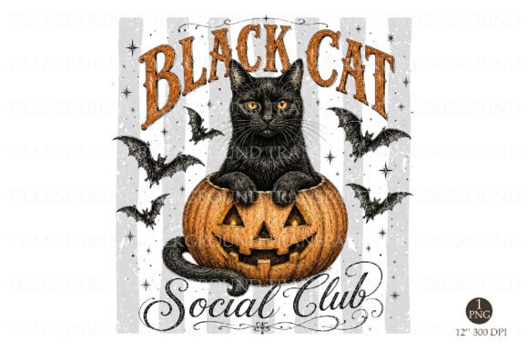 Download Black Cat Social Club Png, Halloween Cat - Social Collection