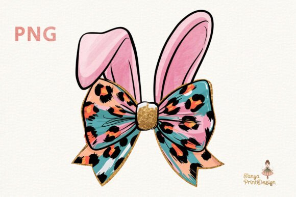 Download Leopard Bunny Ears Bow Clipart PNG - Premium Resources
