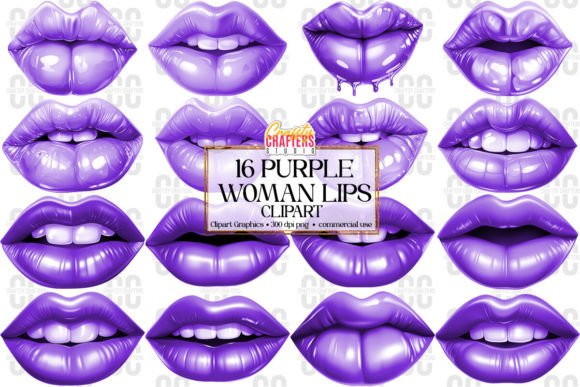Download Purple Glossy Woman Lips Bundle - Glossy Collection