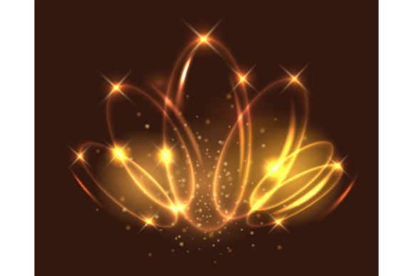 Download Sparkling Light Effect Lotus Shape. Gold - Effect Collection